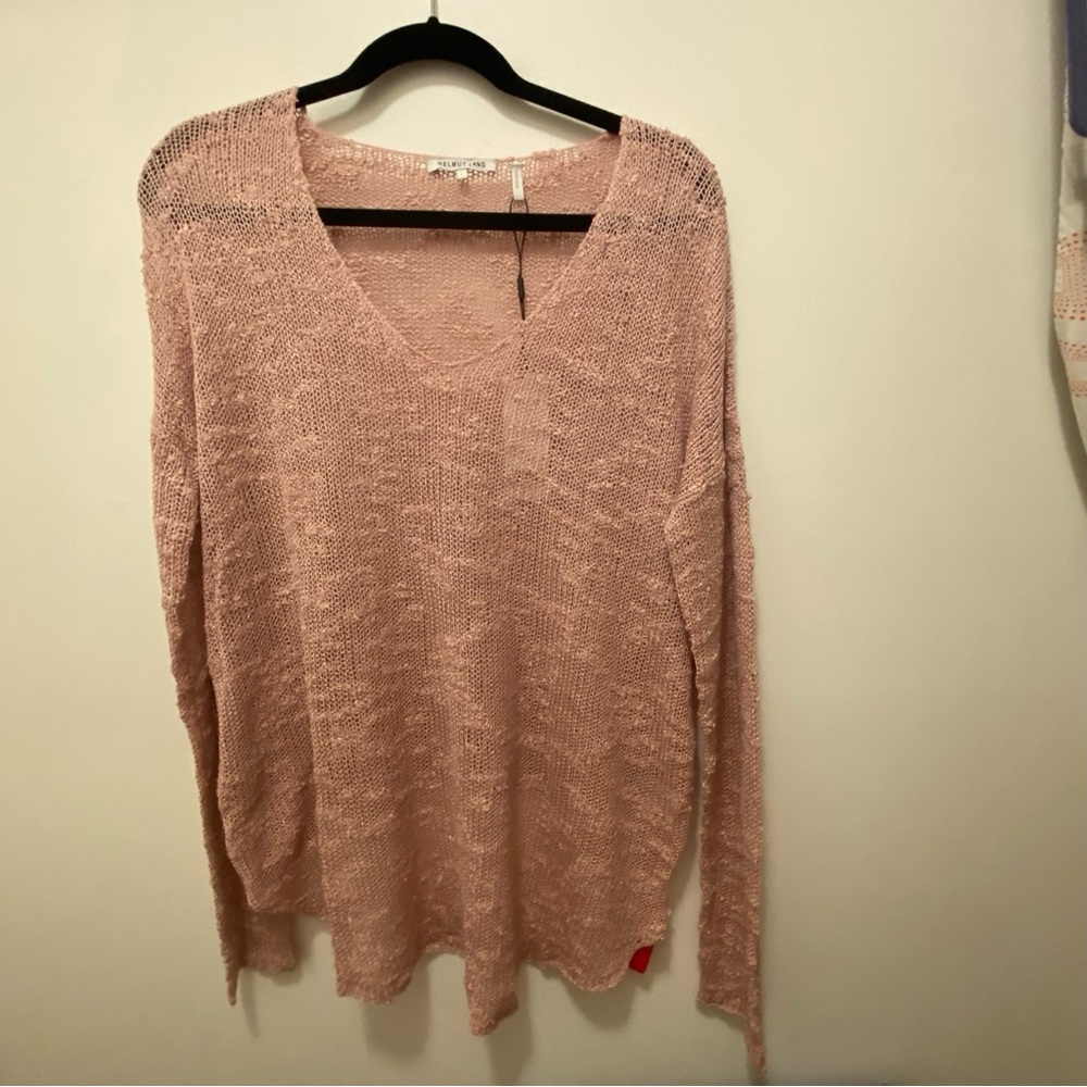 Helmut Lang pink knit long sleeve top
